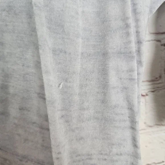 EXPRESS One Eleven Baby Blue Space Dye 3/4 Sleeve Boatneck Semi Sheer Tunic Top - Picture 3 of 5